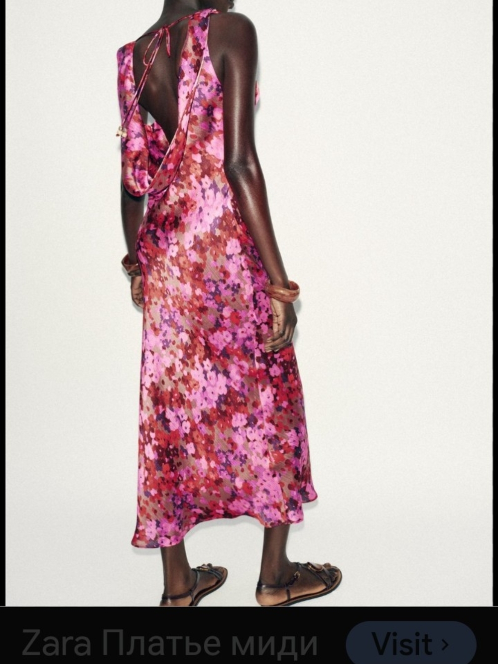 Zara Hot Pink Floral Backless Maxi Dress - Picture 4 of 6